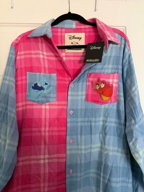 Disney Sleeping Beauty Pink & Light Blue Plaid Button-Up Shirt